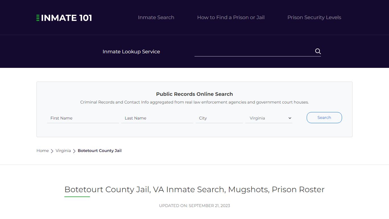 Botetourt County Jail, VA Inmate Search, Mugshots, Prison Roster